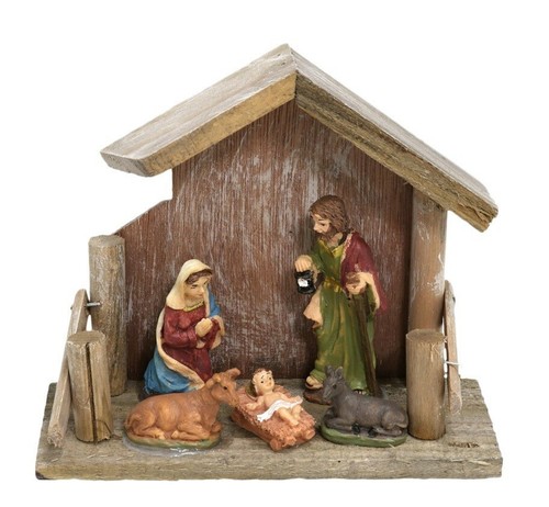 15cm wooden nativity - nativity, scene